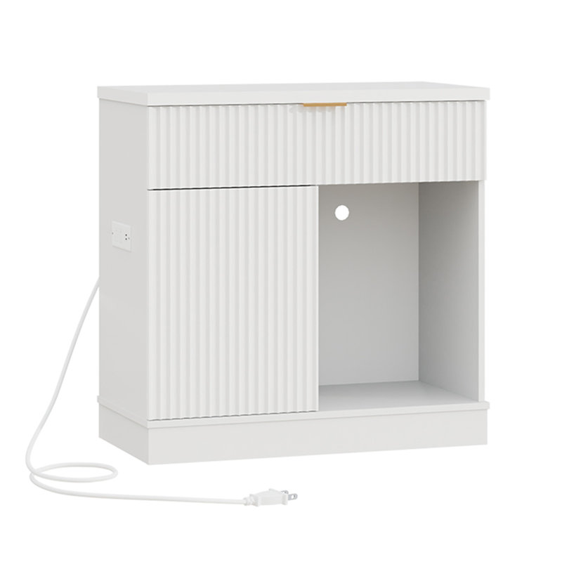 Mobilier moderne pour aquarium avec armoire de rangement, tiroirs, prise électrique et étagères, 31.5", Blanc