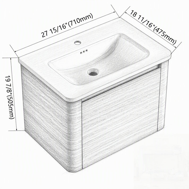 Wall Mounted Single Double Single Vanity Bathroom Vanity With Top, 19.9"H*27.9"W*18.7"D