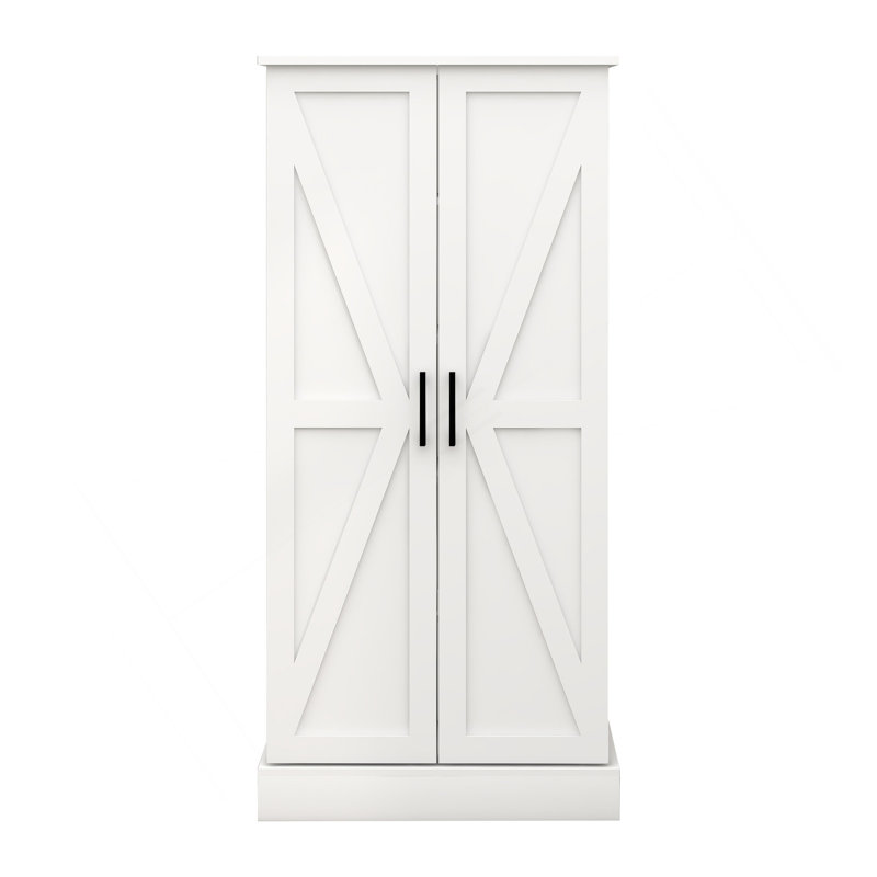 50" LED Kitchen Pantry Cabinet,Freestanding Buffet Cupboards Sideboard With 2 Doors With Racks And 2 Adjustable Shelves For Kitchen, Living Room And Dinning Room-White