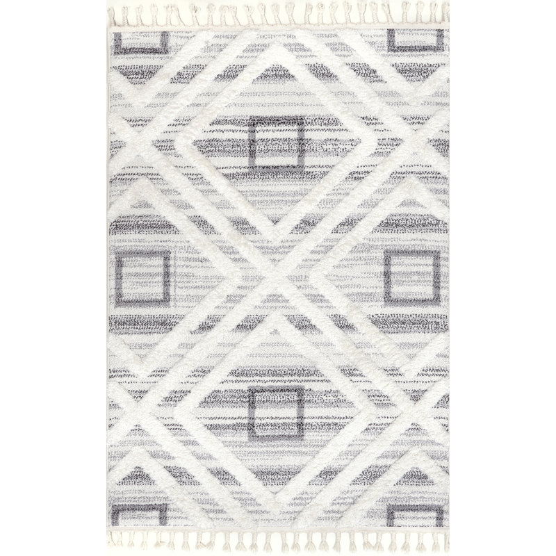 Dae Geometric High/Low Tasseled Area Rug, Rectangle 4' x 6'