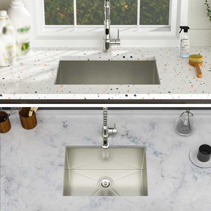 Laundry Sink 24 Inch - 24X18X12 Inch Undermount Laundry Utility Sink Deep Single Bowl 16 Gauge Stainless Steel Laundry Tub Sinks
