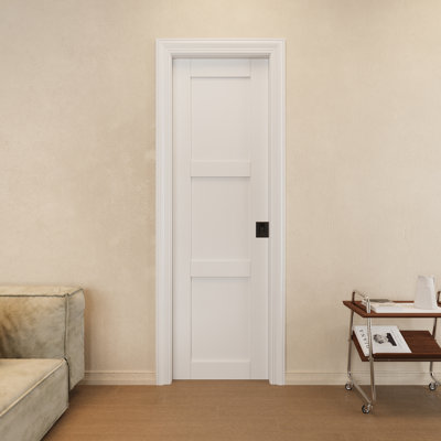 Porte à 3 panneaux de 24 po x 80 po avec serrure noire, porte pleine à peindre et imperméable, porte pour garde-robe, portes de chambre à coucher