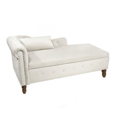 Luxurious  Chaise Lounge With Storage, Rolled Arms, And Nailhead Trim For Modern Living Spaces