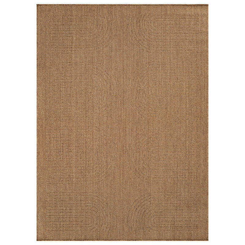 Geometric Border Natural/Jute Easy-Care Indoor/Outdoor Flat Woven Area Rug, Rectangle 5' x 7', Natural