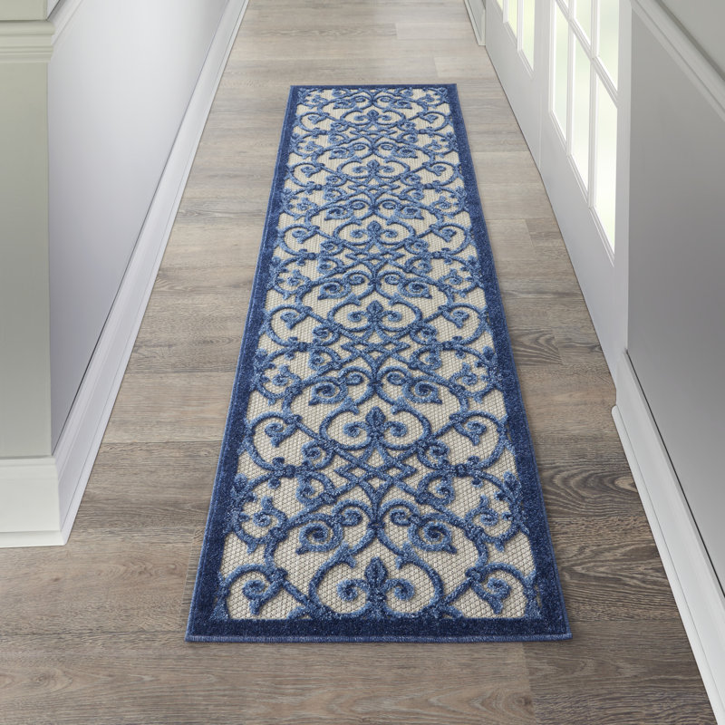 Tapis gris Ikat Newton, Tapis de couloir 2 pi 3 po x 8 pi
