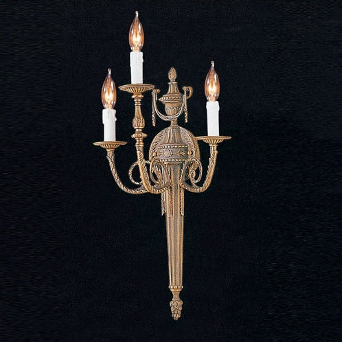 Beldon 3-Light Candle Wall Light, Matte Brass