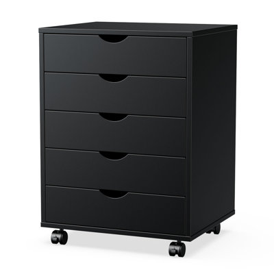 5-Drawer Chest: Mobile Wood Dresser Cabinet with Wheels for Office Storage -  Ebern Designs, 413E9985FB1446EEAD764D30A8AE0769