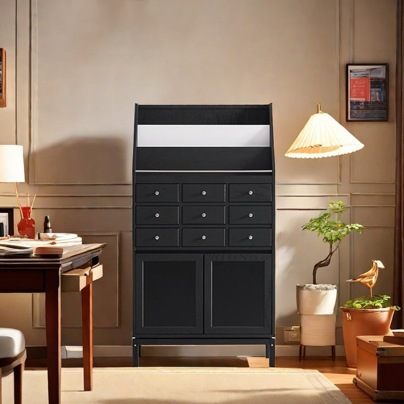 Buffet multifonctionnel avec rangement, Noir
