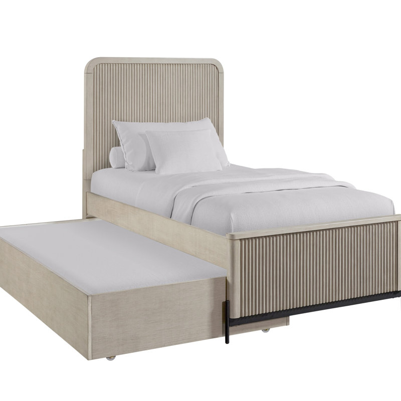 Lit gigogne double au dessus d'un lit simple - Taupe
