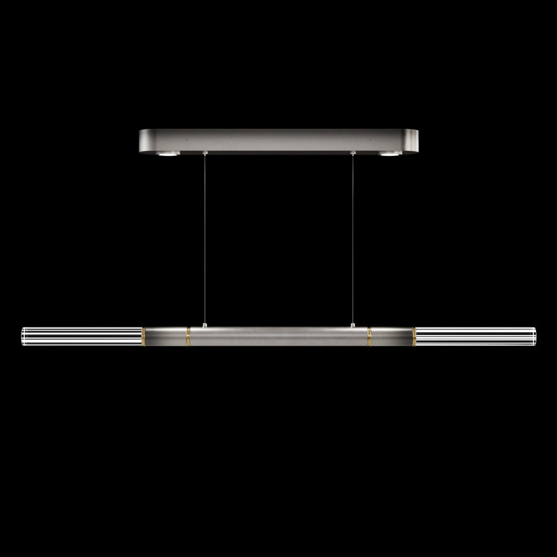 Antonia 62"W Linear Pendant, Brass/Ombre Silver