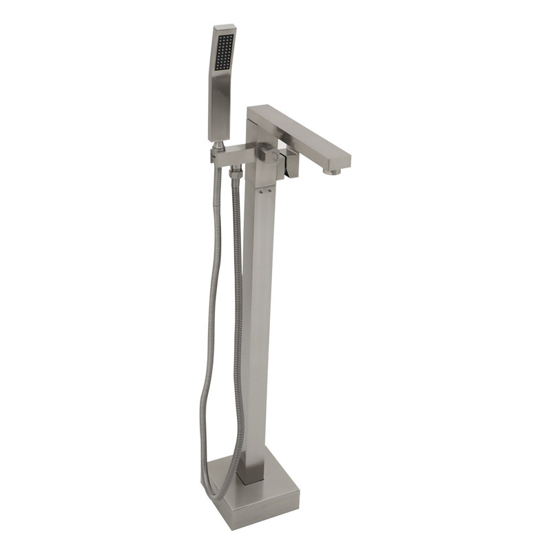 Robinet de baignoire autoportant à fixation au sol, Nickel brossé
