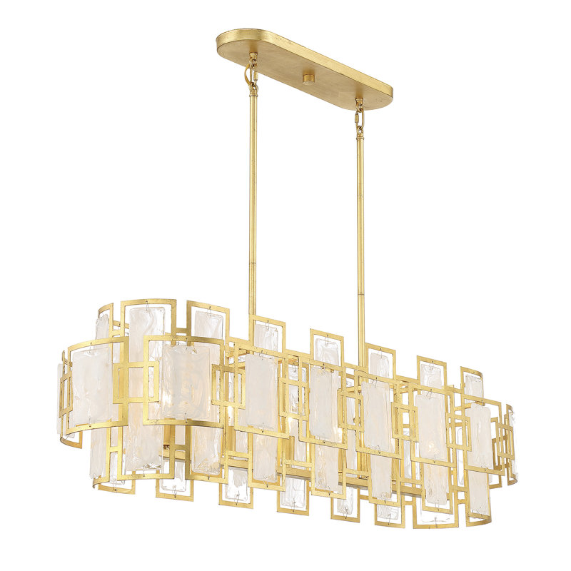 Lustre linéaire à 6 lumières en or véritable