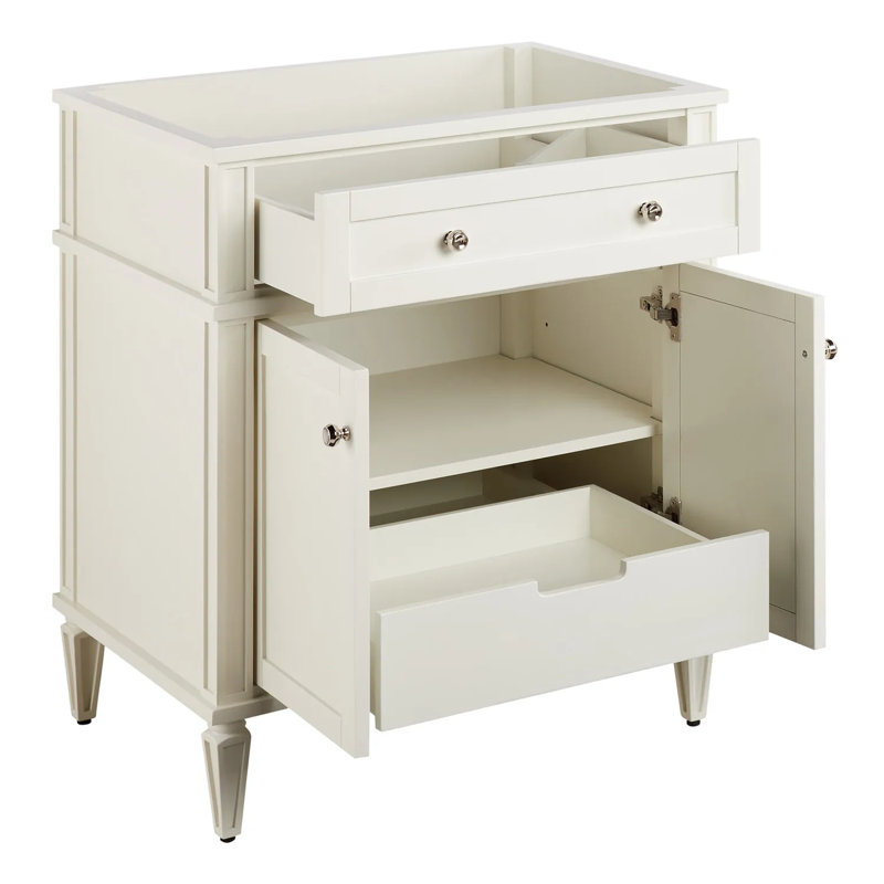 30" Elmdale Single Bathroom Vanity Set with Oval Undermount Sink, Arctic White Quartz, 8" Widespread, Soft White