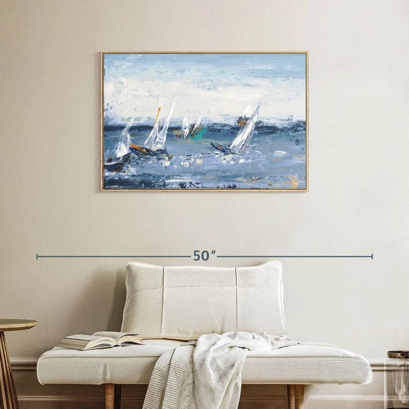 Blue Water Adventure I, Floating Frame Natural Wood, 37" X 25"