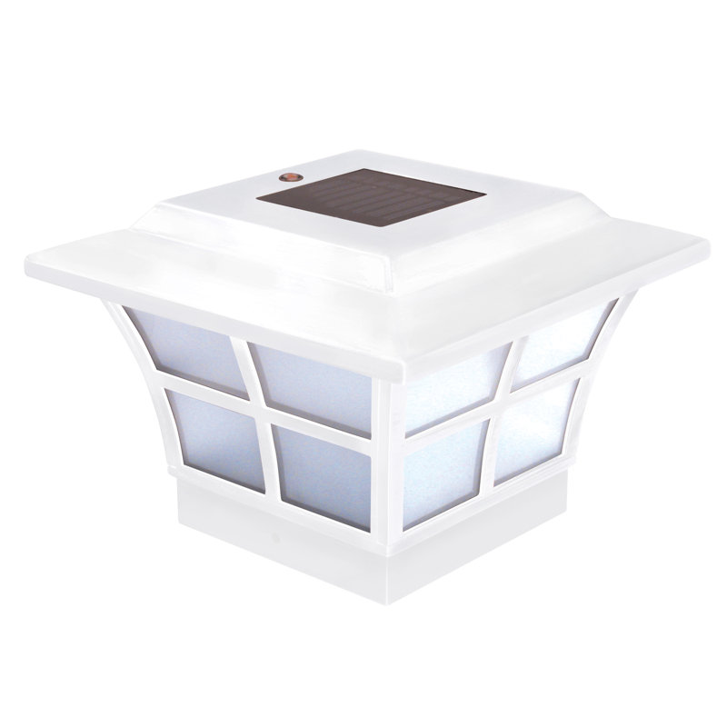 White Vinyl Solar LED Post Cap Light with Frosted Lens