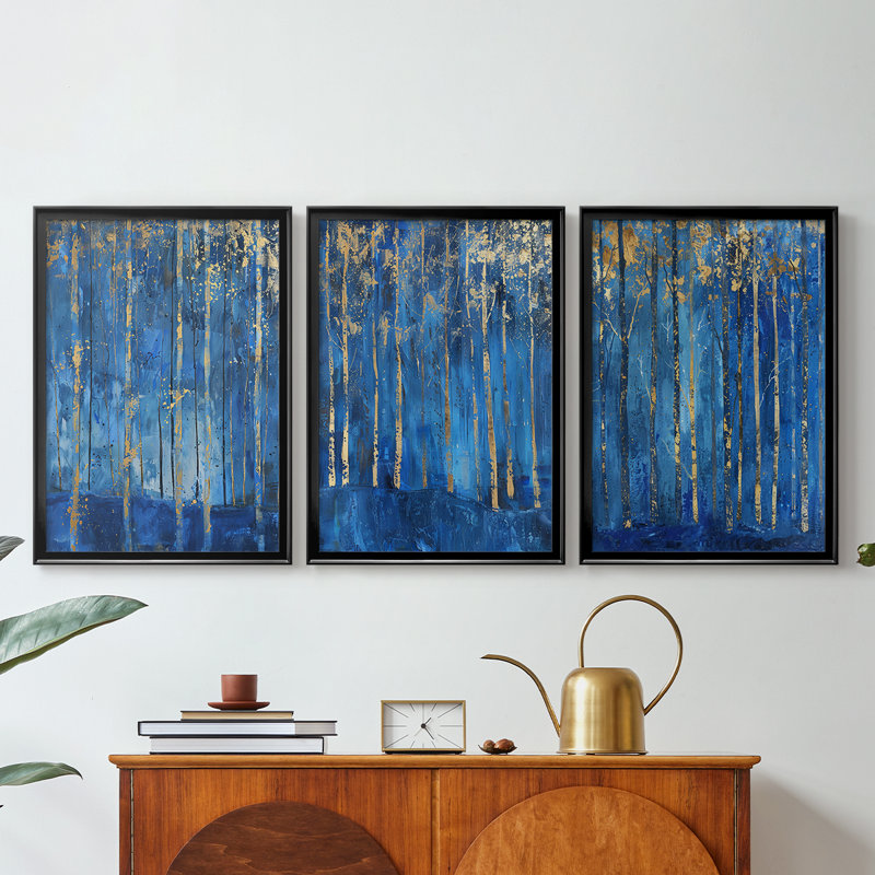 ABSTRACT Series VII - Toile tendue sur mesure avec châssis, 3 pièces, Noir, H 21 po x l 30 po