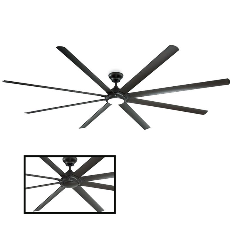 Hydra 8 - Blade Outdoor LED Smart Standard Ceiling Fan with Wall Control and Light Kit Included, Works With Alexa and iOS or Android App