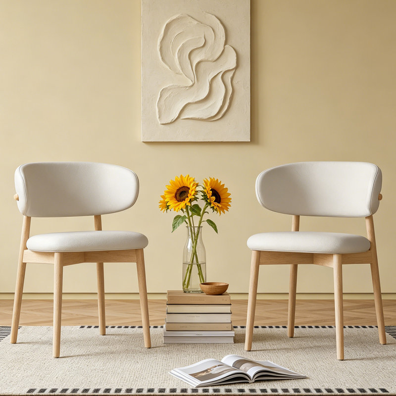 Ensemble de 2 chaises de salle à manger rembourrées 19,7 po de style minimaliste, Natural