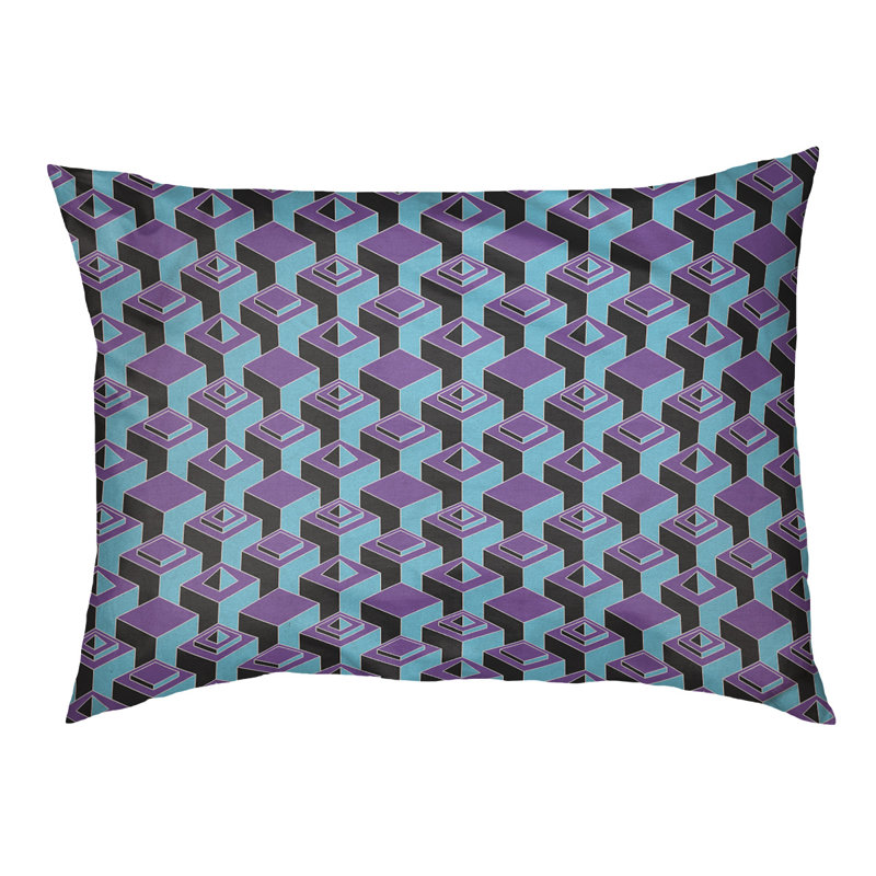 Coussin pour chien intérieur à motif skyscrapers Chen, Petit (l 28 po x P 6 po x H 18 po), Mauve / bleu sarcelle