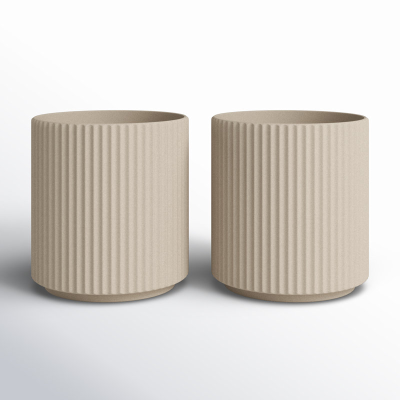 Pot à fleurs rond Demi Series, 2, Sable, H 19,75 po x l 18,5 po x P 18,5 po