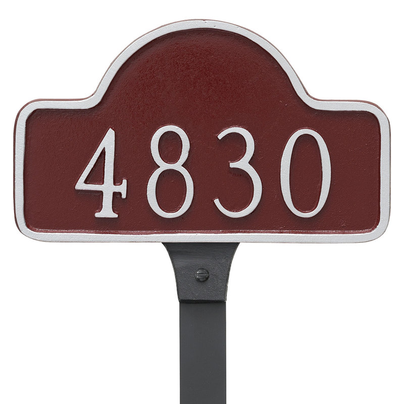 Enseigne d’adresse pour pelouse sur 1 ligne Lexington, Rouge brique / argent