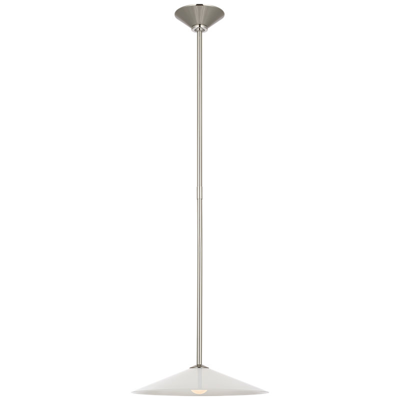 Amber Lewis Ponce Pendant with Shade, 47" H x 13" W x 13" D, White, Polished Nickel