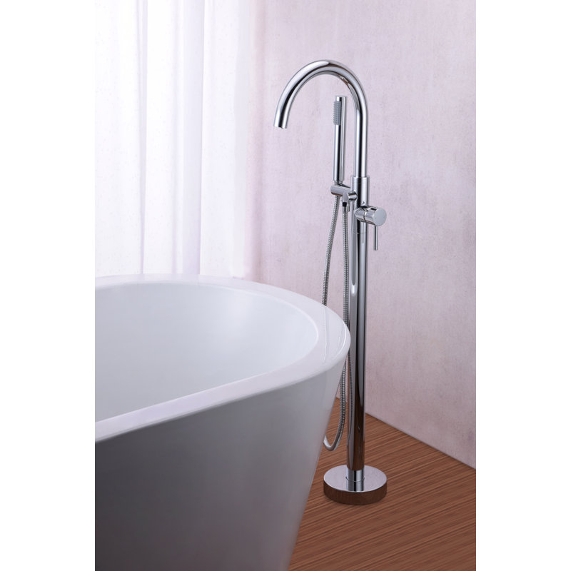2 Handle Floor Clawfoot Tub Faucet with Diverter, Polished Chrome