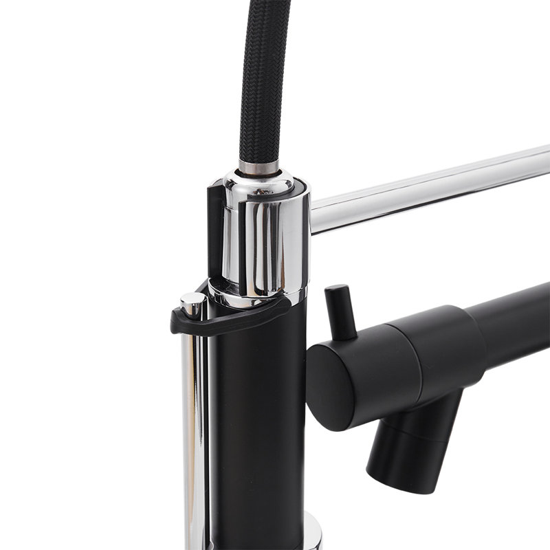 Belfry Kitchen Lippencott Pull Down Kitchen Faucet, Chrome/Black