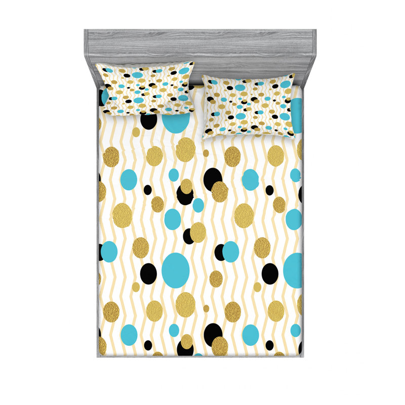 Microfiber Polka Dots Sheet Set, Full/Double Sheet Set +Fitted Sheet +2 Pillowcases