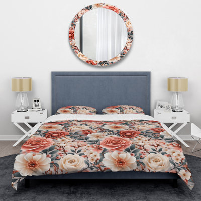 Literie aquarelle et motif floral beige