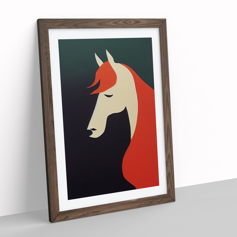 Abstract Horse No.8 - Framed Print, 64cm H x 46cm W x 2cm D, Walnut
