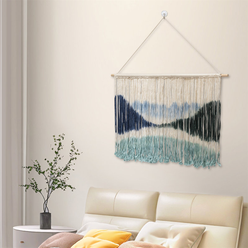 43"x28" Large Macrame Mountains Wall Art Tapestry for Home Office Decoration