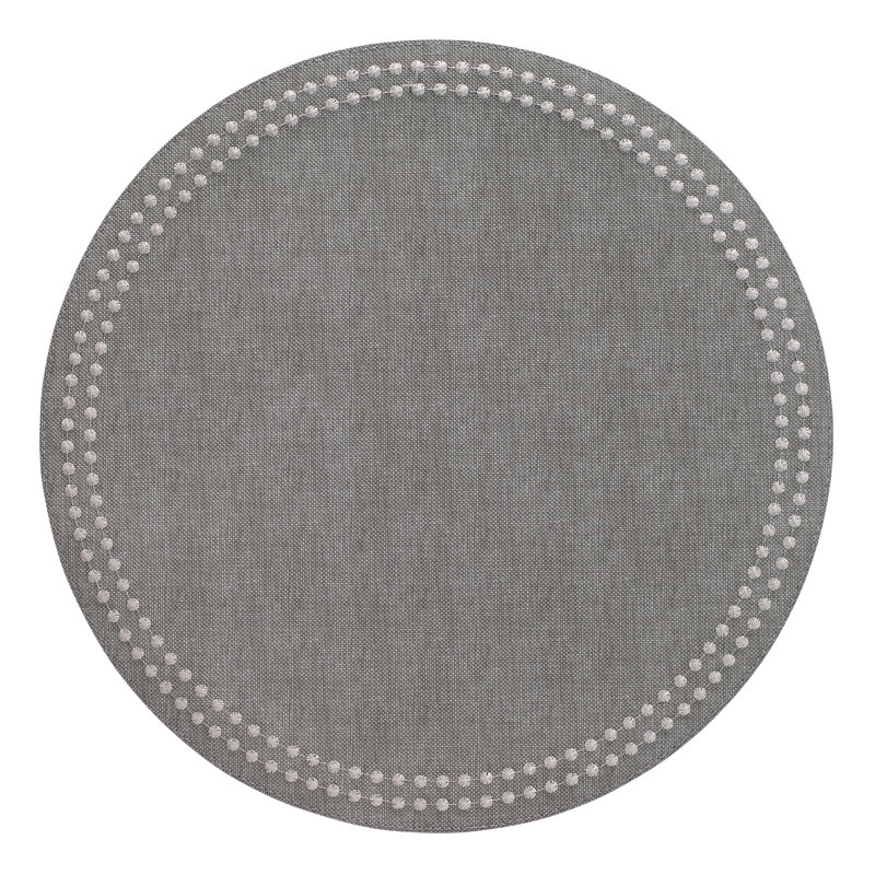 Pearls Vinyl Round Placemats, Gray/Silver