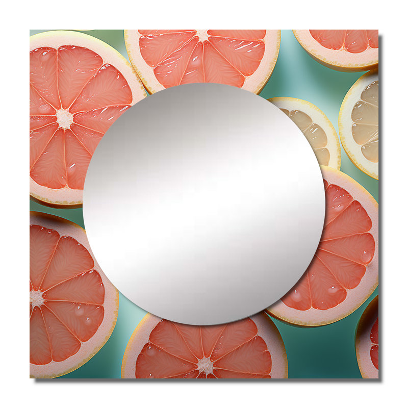 Annzley - Grand miroir carré en forme de pamplemousse à motif de fruits dégradés, 36 po x 36 po