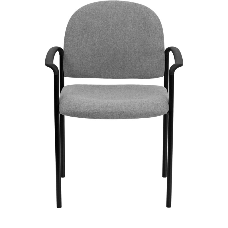Gray Fabric Stackable Steel Side Reception Chair with Arms