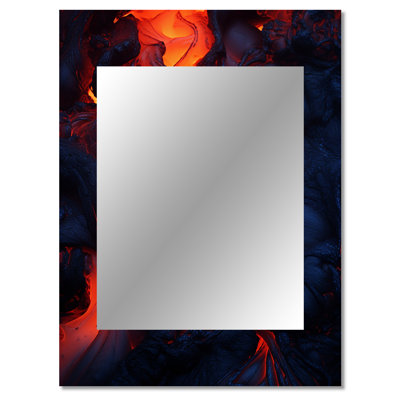 volcano Volcanic Symphony - Volcano Large Wall Mirror, Traditional Decorative Mirror, Printed Metal Art
