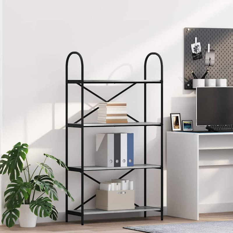 Bookshelf Engineered wood Modern Rectangular Shelving Unit Living Room, Grey Sonoma