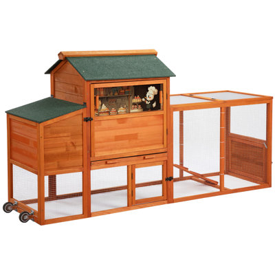 Multi-fonctionnel Orange Coop avec installation d'outils, rampe réglable et toit ventilé à double entrée, pente inclinée, panneaux