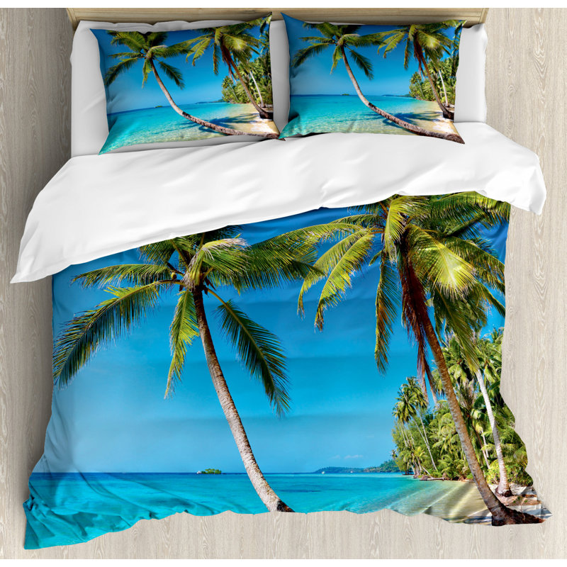 Ensemble de housse de couette ocean, Bleu / vert, Grand + 2 taies décoratives