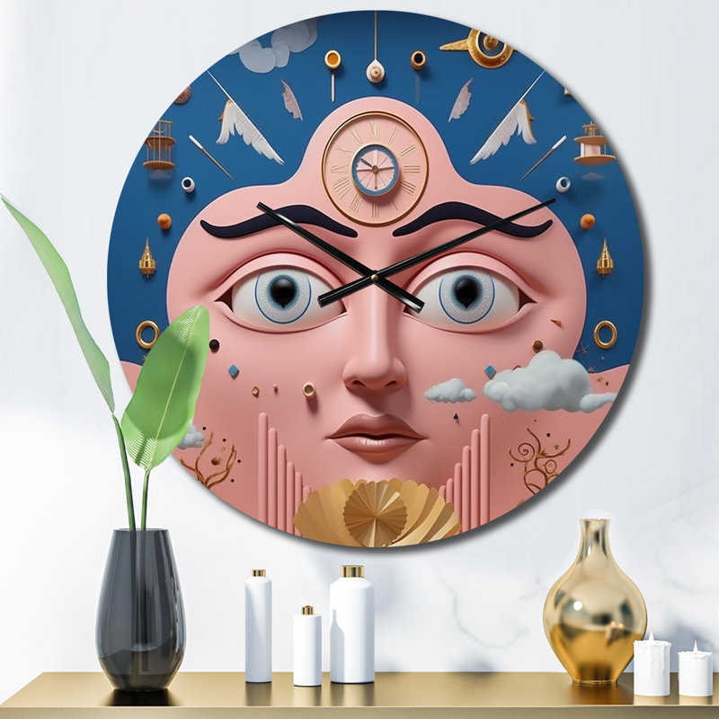 Horloge murale rose en métal, Petit