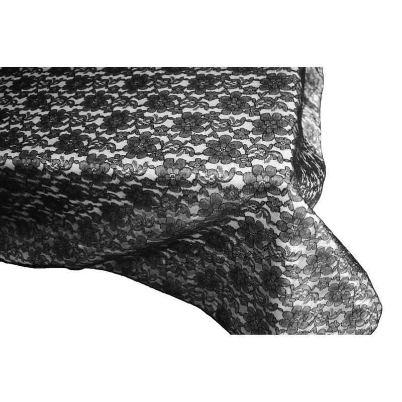 Floral Lace Overlay, 96" x 58", Black