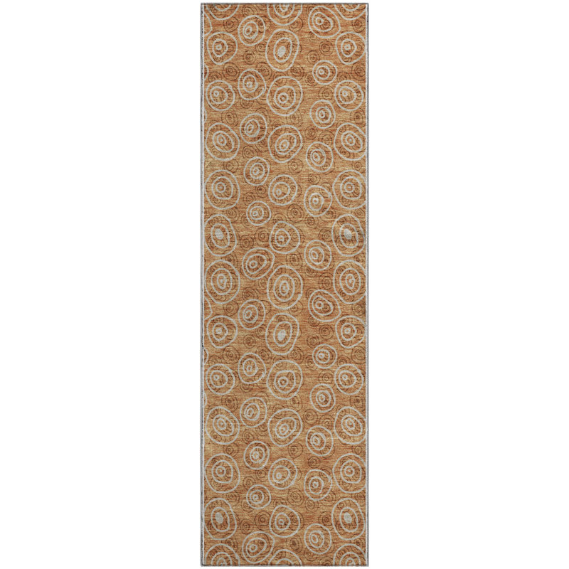Premium Machine Washable Prisco Terracotta Rug, Runner 2'3" x 7'6"