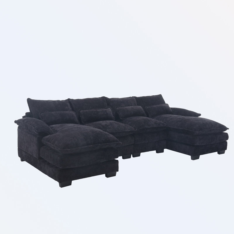 Canapé modulaire Odas, Chenille noir