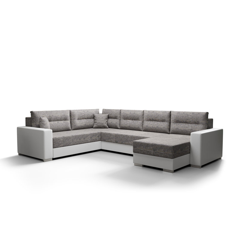 Blayn 3 Seater Corner Sofa , Left -sided, White/Gray - Kornet02/Dolaro511