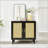 Natural Rattan Door Buffet Cabinet With Adjustable Shelves, Perfect For Organized Storage And Rustic Charm.