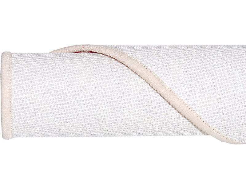 Tapis rose / blanc en nylon touffeté à la machine Ananny, Rond 1 pi 5 po
