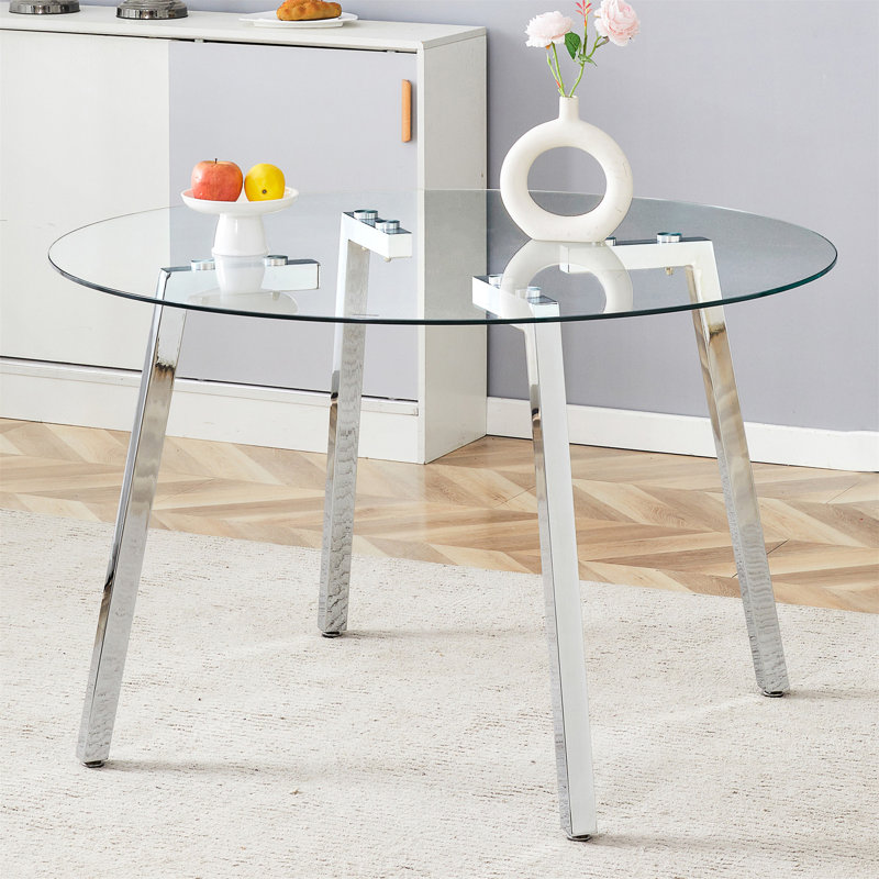 Table de salle à manger Modern, Argent argent, H 29,5 po x l 47,3 po x P 47,3 po