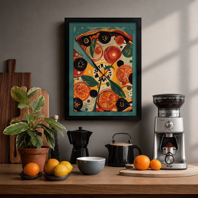 Patterned Pizza Slice Modern - Framed Print