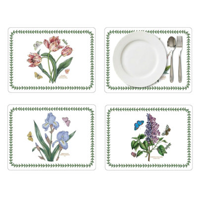 Ensembles de table Jardin botanique, napperons en carton rigide, dos en liège, résistants à la chaleur et aux taches, lot de 4, (multicolore)