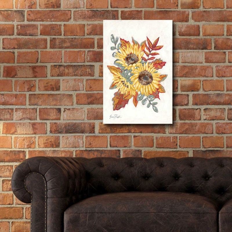 «Sunflower Fall Foliage» par Sara Baker, art mural en verre acrylique, H 24 po x l 16 po
